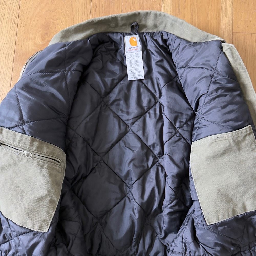 Womens Carhartt WC026 LOV Chore Jacket Large Olive Green Quilt Lined Canvas - Picture 4 of 6